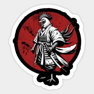 Japan Rooster Samurai Chicken Warrior Sticker